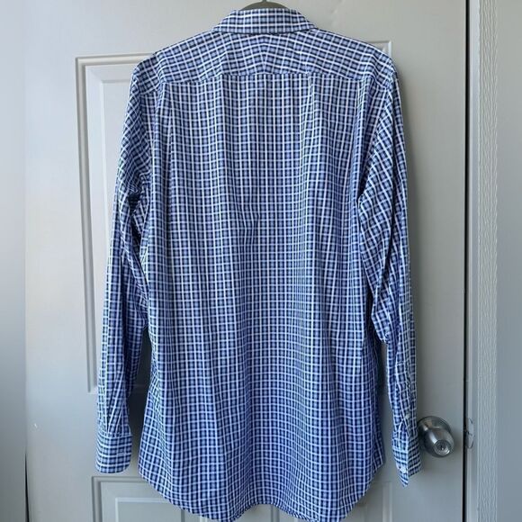 Neiman Marcus Men’s Button Down Shirt 16 1/2 36/37 Blue Plaid Cotton Casual - Picture 4 of 6